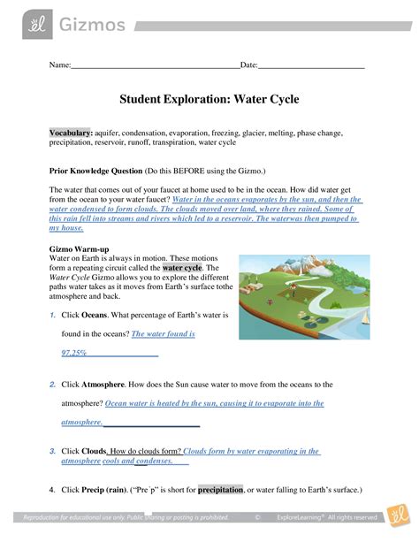 analyzing water use exploration lab answers|Water Cycle Gizmo .